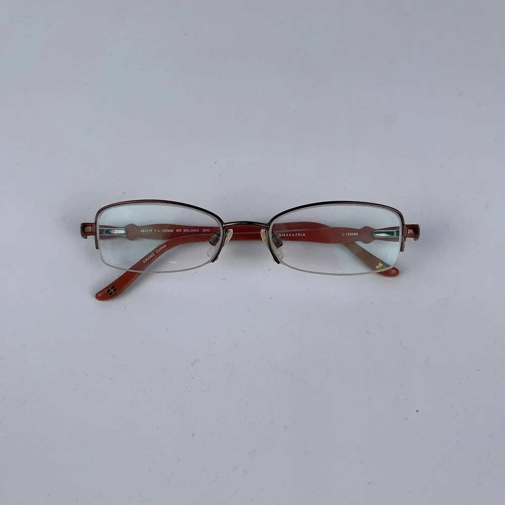 BCBGMAXAZRIA Belinda Unisex Eyeglasses Frame Brown Plastic Half Rim 48-17-125 mm